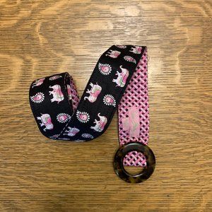 Vera Bradley Reversible Fabric Belt in Retired Pink Elephants